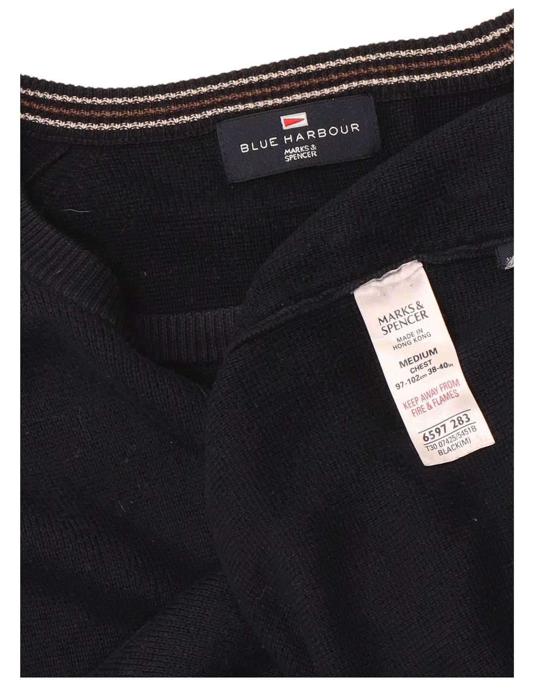 Мужской джемпер с вырезом лодочкой Marks & Spencer, средний темно-синий