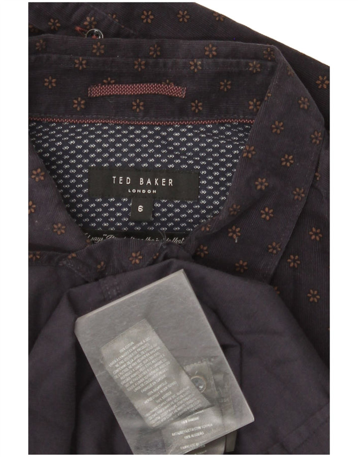 Мужская вельветовая рубашка TED BAKER, размер 6, 2XL, темно-синяя, хлопок с цветочным принтом