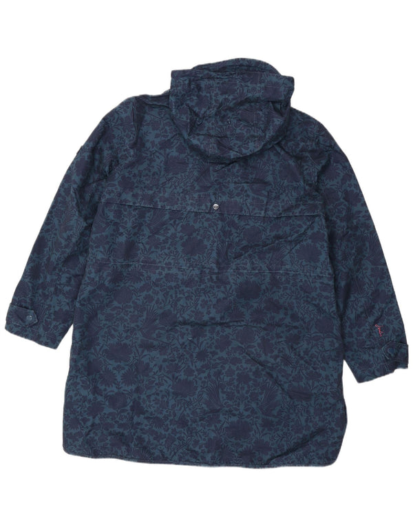 Женский плащ Joules с капюшоном UK 18 XL Темно-синий полиэстер с цветочным принтом