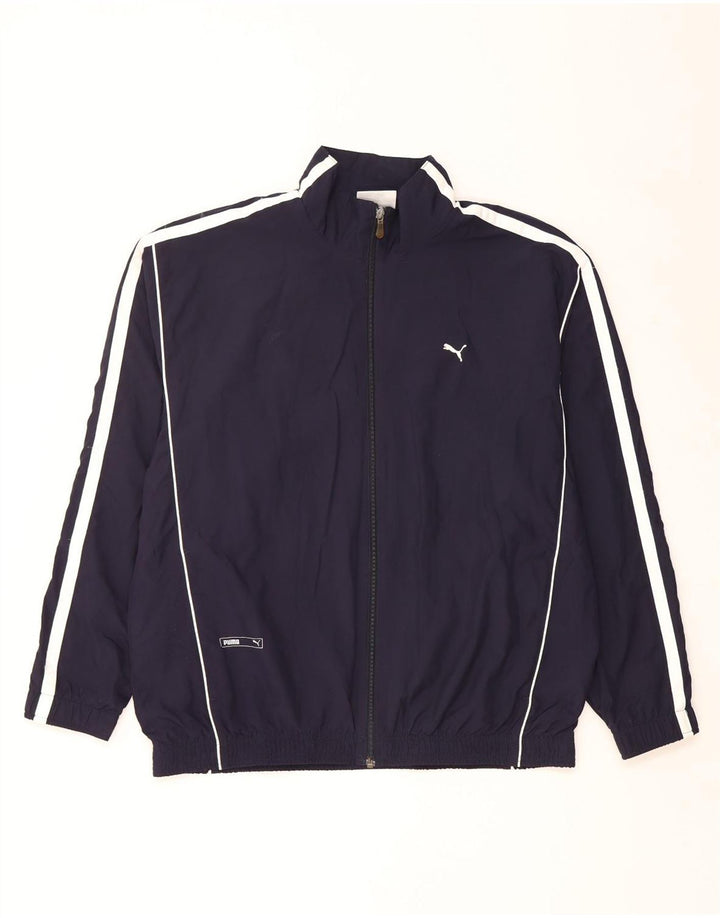 Мужской спортивный костюм Puma, большая куртка из полиэстера с цветными блоками темно-синего цвета