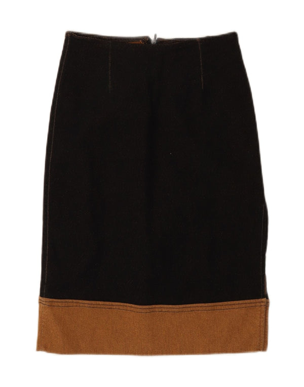 VINTAGE Womens Straight Skirt W24 XS  Black Colourblock