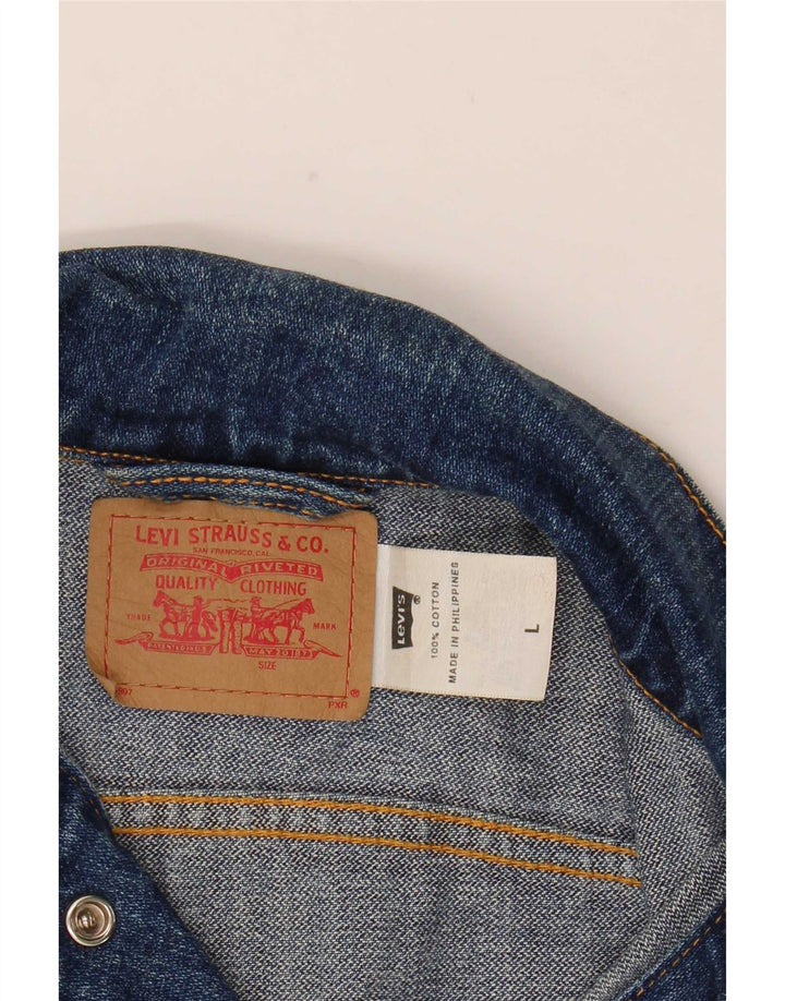 Джинсовая куртка Levi's для девочек 7-8 лет, большая синяя хлопковая ткань