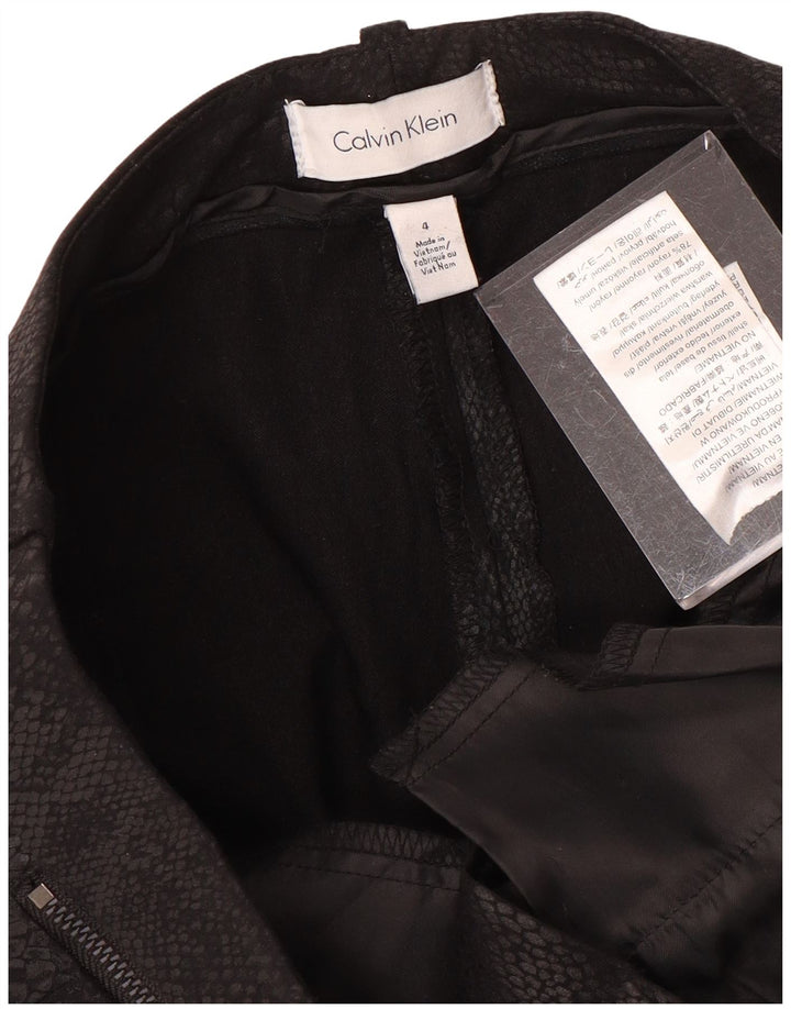 CALVIN KLEIN Женские повседневные брюки США 4, маленькие W30 L27, черные с животным принтом