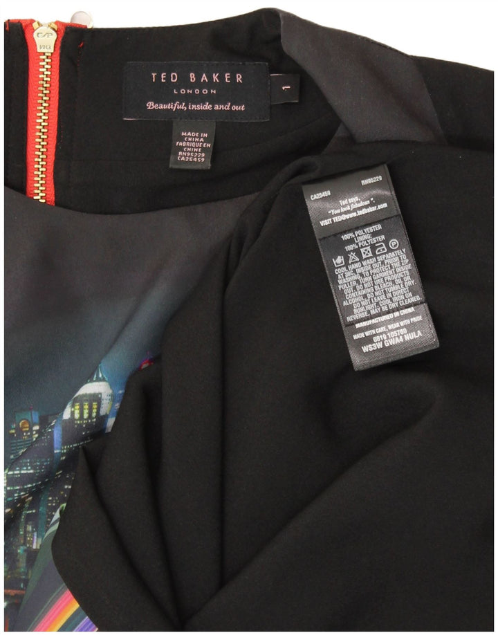 Женское платье-футляр без рукавов TED BAKER, размер 1 XS, полиэстер в черную полоску