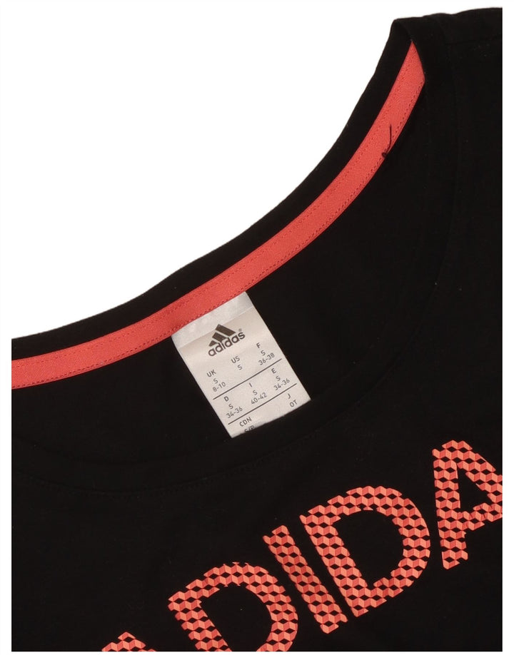 Женский топ Adidas с длинным рукавом и графикой, Великобритания, 8/10, маленький, черный