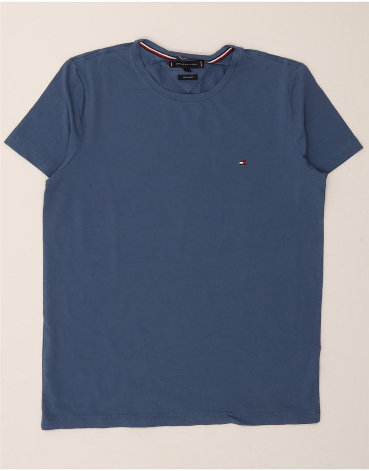 TOMMY HILFIGER Mens Extra Slim T-Shirt Top Large Blue Cotton Vintage Tommy Hilfiger and Second-Hand Tommy Hilfiger from Messina Hembry 