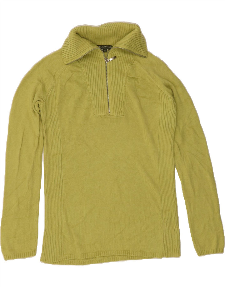 EDDIE BAUER Mens Zip Neck Jumper Sweater Medium Green Cotton Vintage Eddie Bauer and Second-Hand Eddie Bauer from Messina Hembry 
