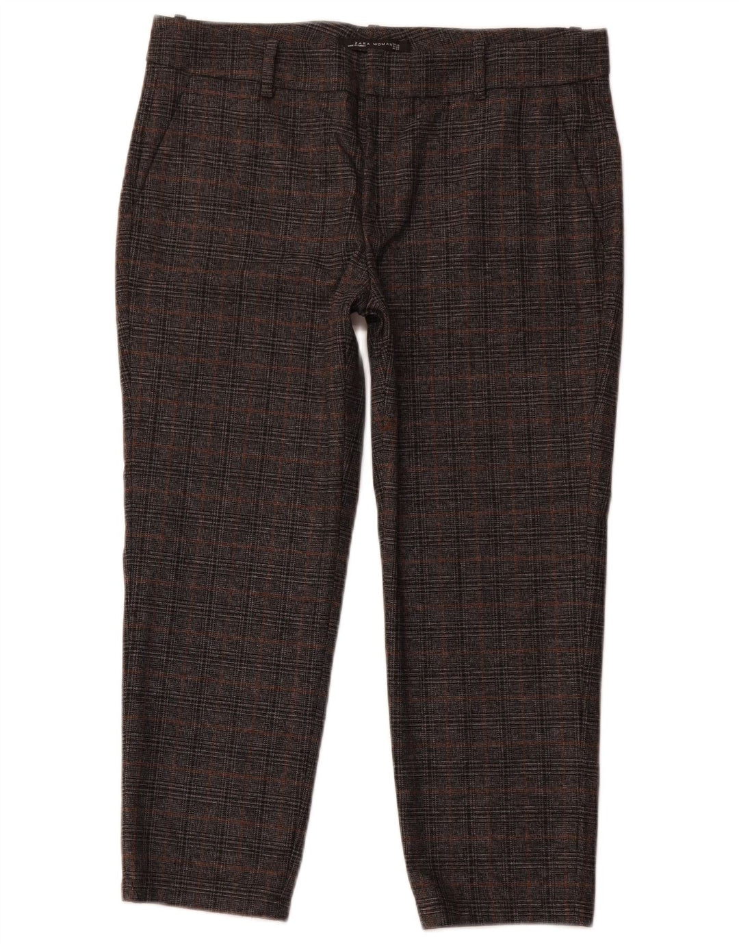 Женские узкие укороченные брюки ZARA EU 40 Medium W30 L23 Серые с узором «гусиные лапки»
