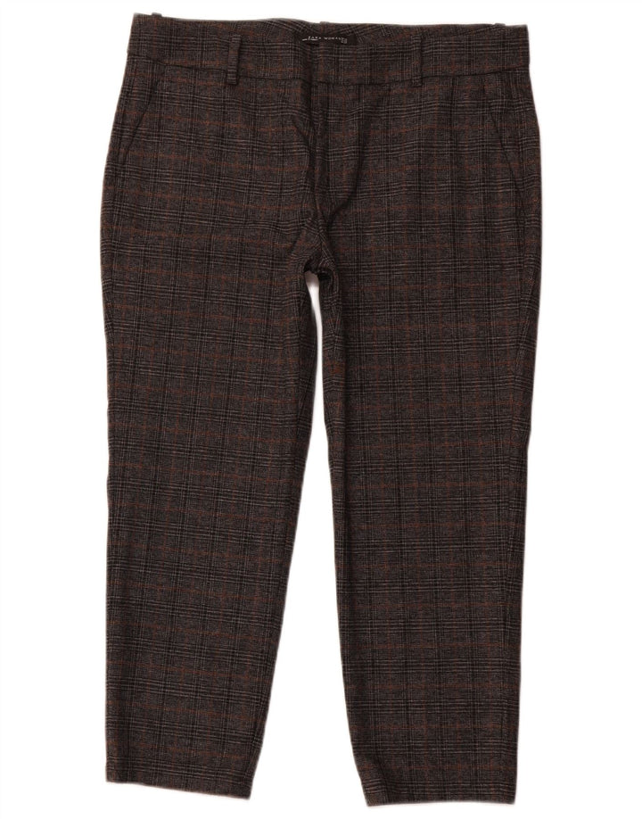 Женские узкие укороченные брюки ZARA EU 40 Medium W30 L23 Серые с узором «гусиные лапки»