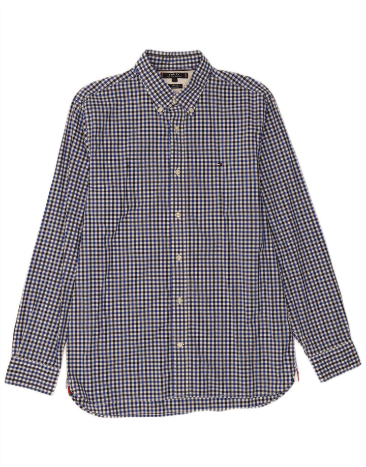 TOMMY HILFIGER Mens Regular Fit Shirt Large Blue Gingham Cotton