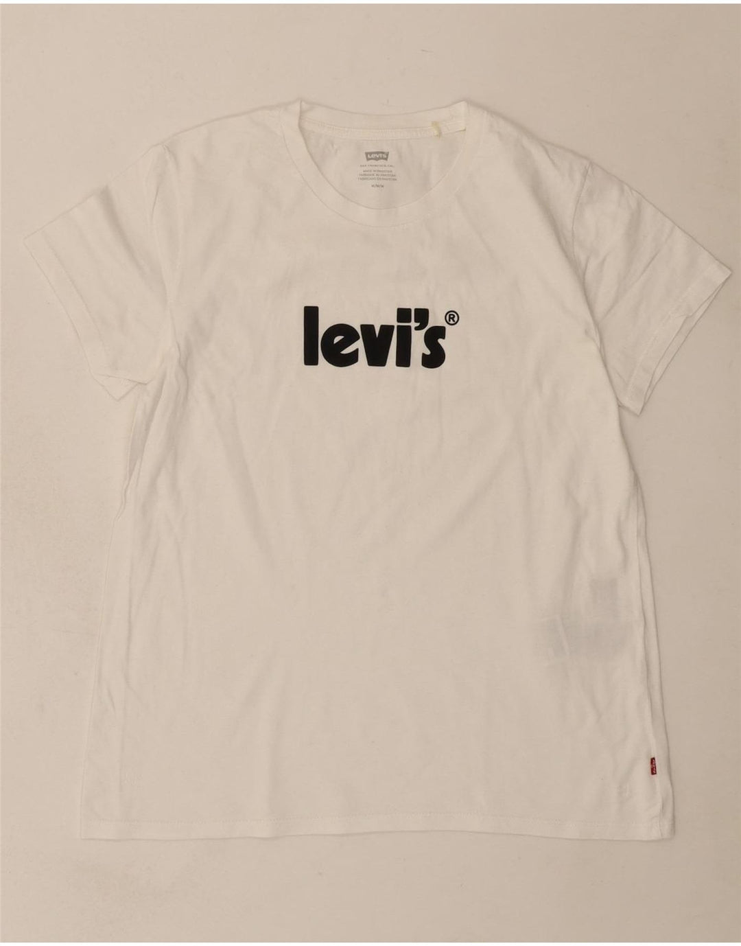 LEVI'S Womens Graphic T-Shirt Top UK 12 Medium White Cotton Vintage Levi's and Second-Hand Levi's from Messina Hembry 