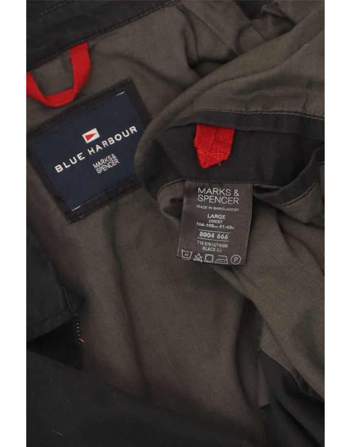 Мужская куртка-бомбер Marks & Spencer Blue Harbour UK 40, большая, черная, хлопковая