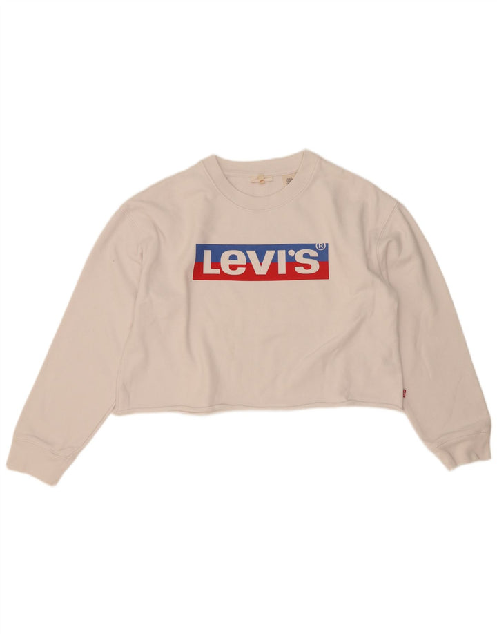 Женский укороченный свитшот с рисунком Levi's, размер UK 10, маленький белый
