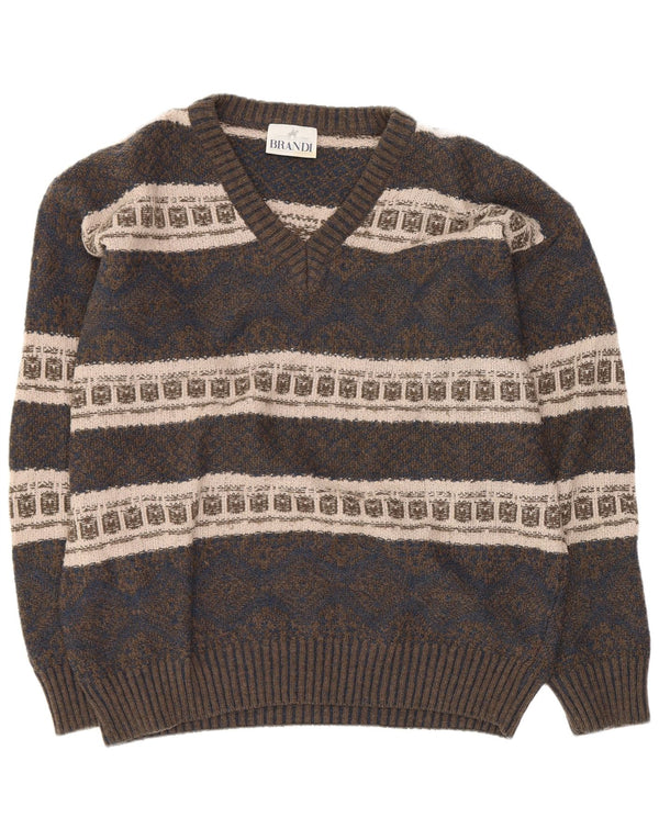Мужской джемпер Brandi с v-образным вырезом, большой темно-синий Fair Isle