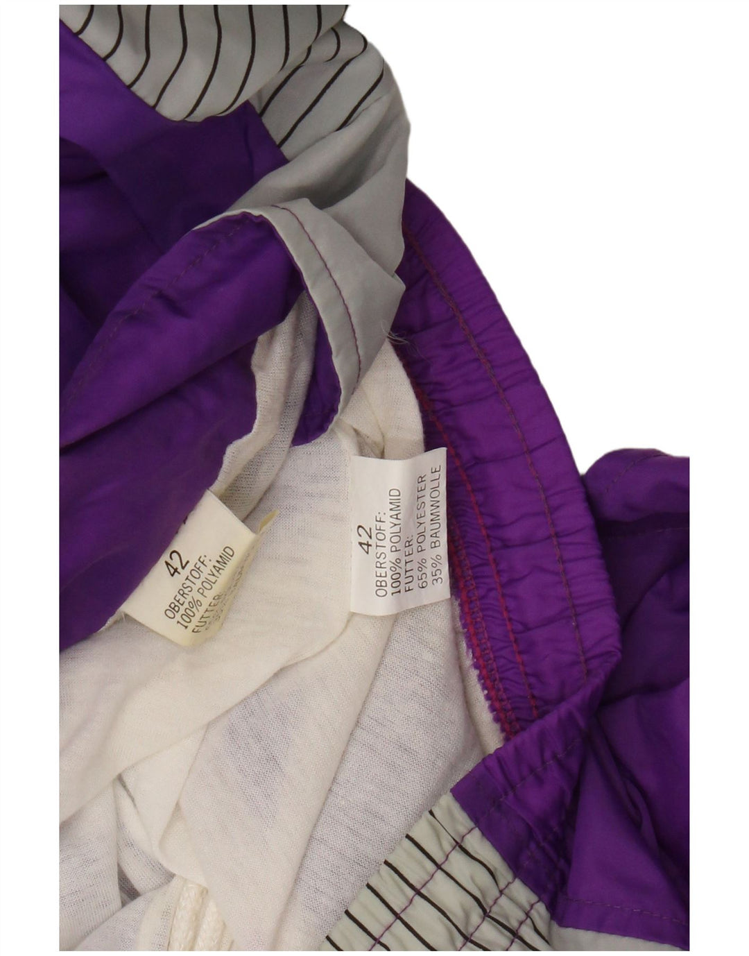 Винтажный женский спортивный костюм EU 42, большой полиамид в фиолетовую полоску