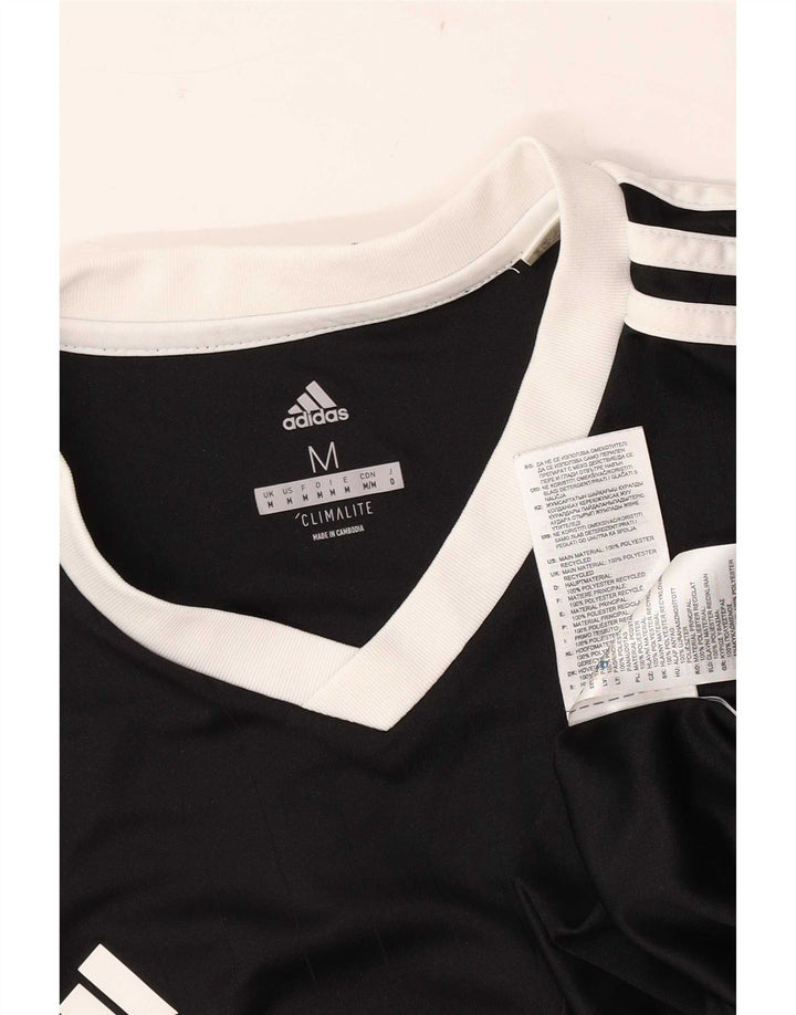 Мужская футболка Adidas с рисунком, верхняя часть среднего размера, черная, из полиэстера, спортивная