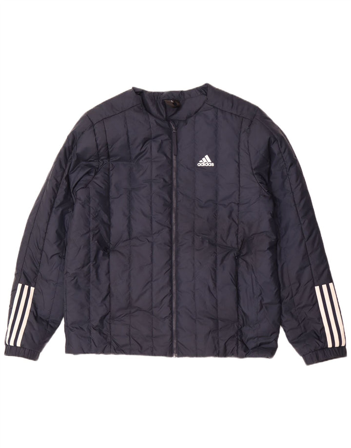 Мужская стеганая куртка Adidas UK 40, большая темно-синяя, полиэстер