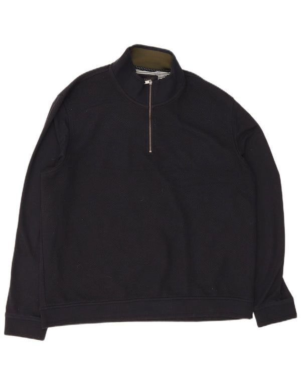 Мужской джемпер с воротником на молнии Ted Baker, размер 6, 2XL, темно-синий