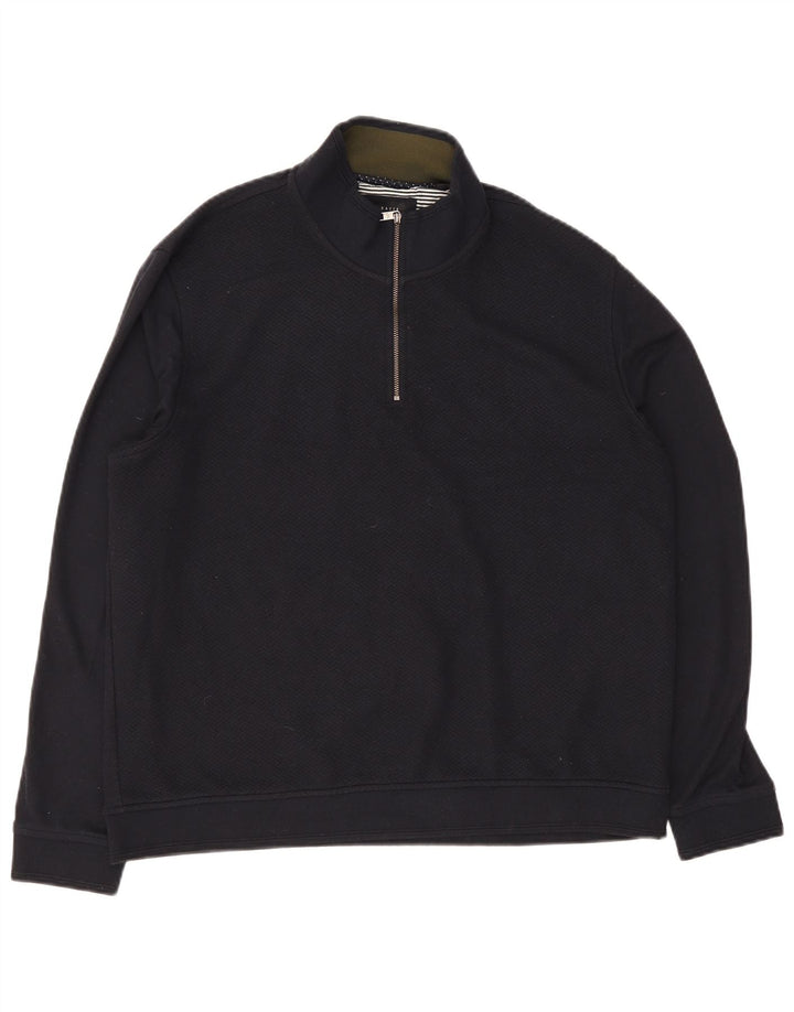 Мужской джемпер с воротником на молнии Ted Baker, размер 6, 2XL, темно-синий