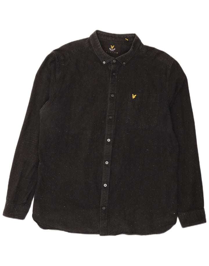 Мужская рубашка Lyle & Scott 2XL, черный хлопок с крапинками
