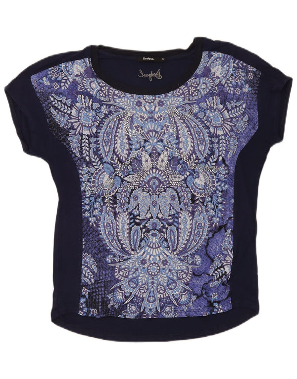 Женская футболка с рисунком Desigual Top UK 14 Medium Navy Blue Paisley