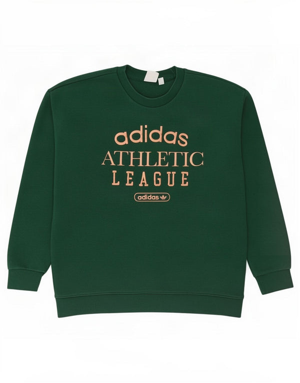 Женский свитер оверсайз с графикой Adidas UK 8, маленький зеленый хлопок