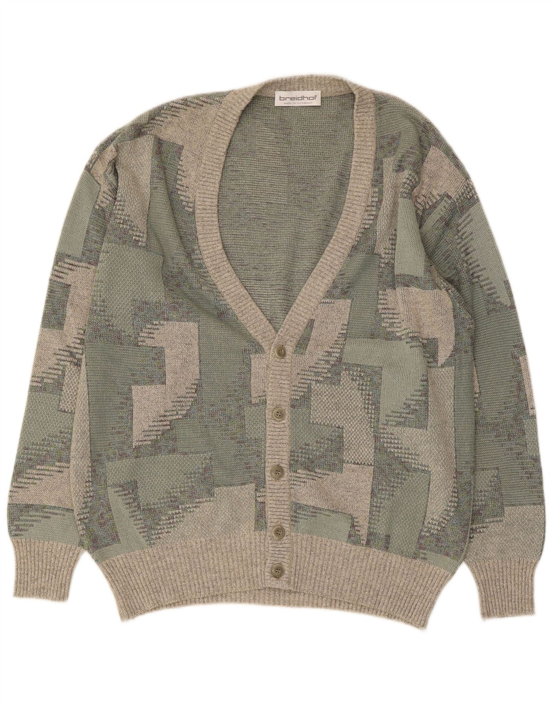 Мужской кардиган BREIDHOF, свитер EU 54 XL, зеленый хлопок с геометрическим рисунком
