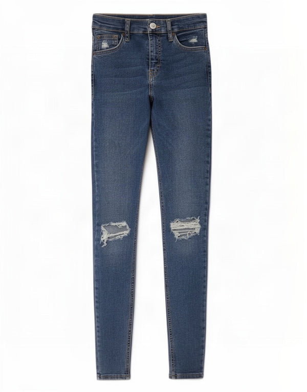 Женские потертые джинсы скинни Topshop W25 L29, синий хлопок