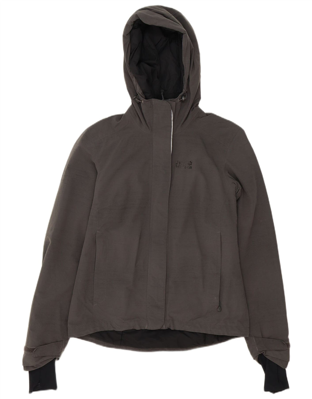 JACK WOLFSKIN Womens Hooded Windbreaker Jacket UK 10 Small Grey Polyester
