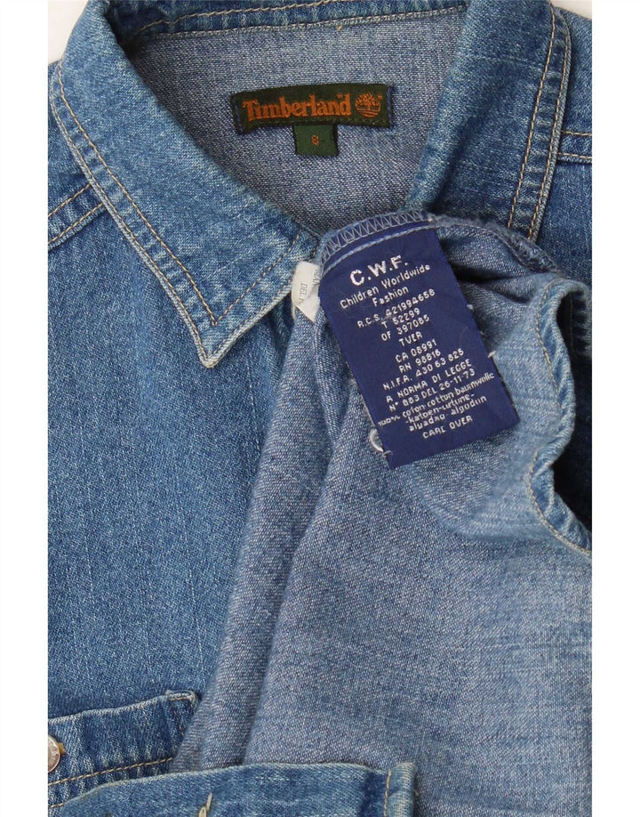Джинсовая рубашка Timberland для мальчиков 7-8 лет, синяя, хлопок