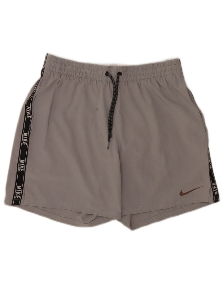 Мужские спортивные шорты Nike с графическим рисунком, средне-серые, полиэстер с цветными блоками