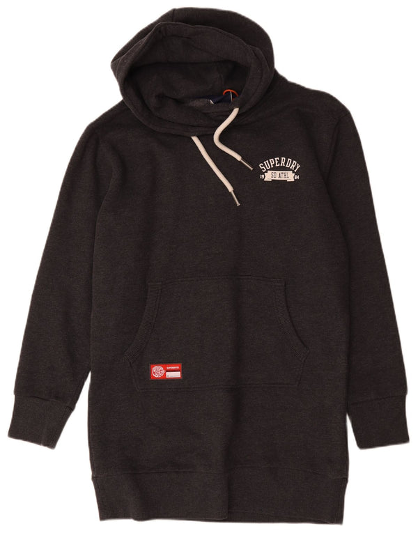 Женское платье-худи с рисунком Superdry UK 12, хлопок среднего серого цвета