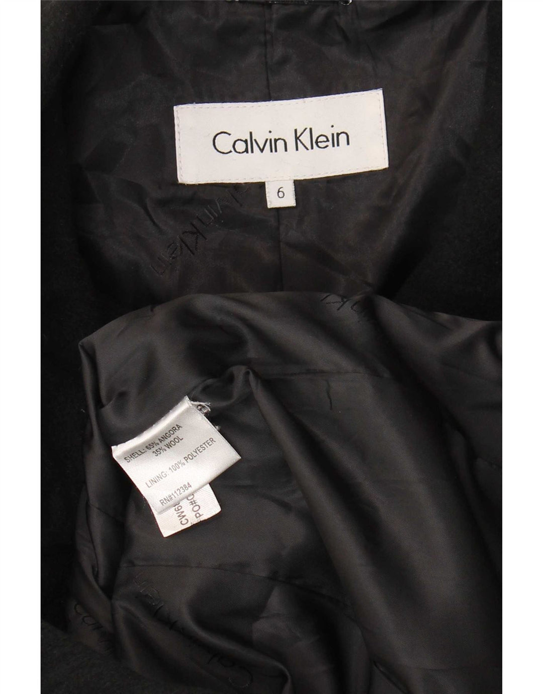 Женское пальто Calvin Klein US 6, средний цвет, черная ангора