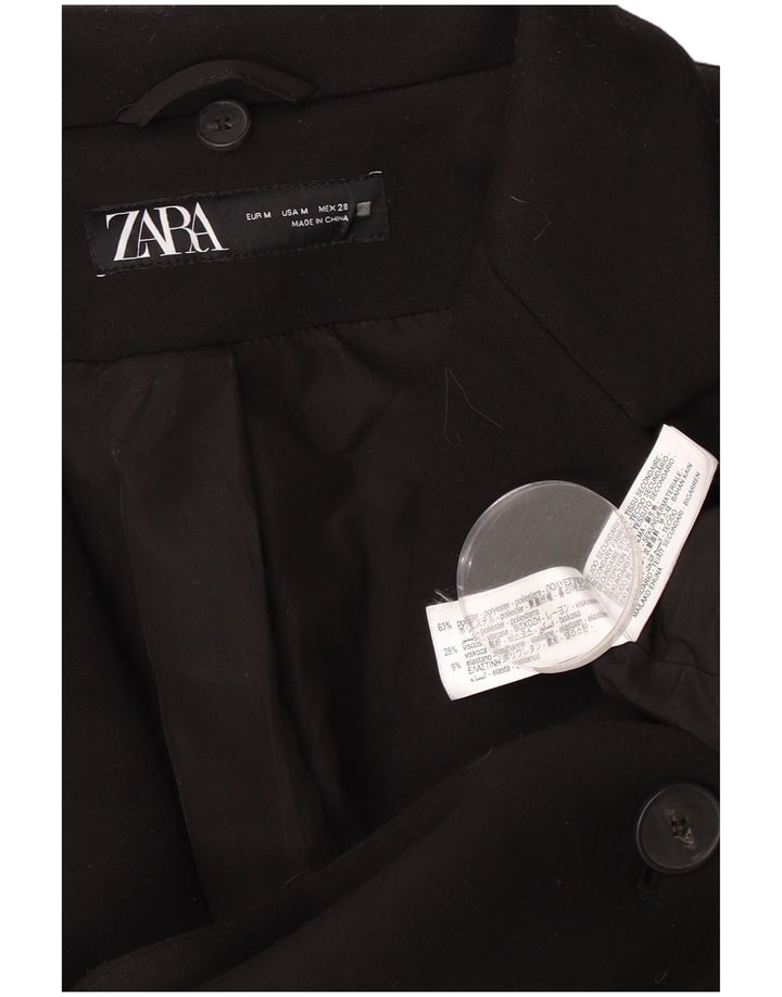 Женское пальто Zara UK 14, средний черный полиэстер