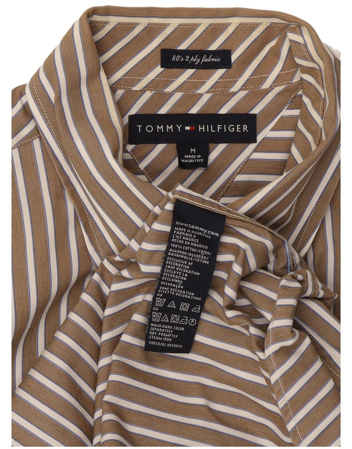 Мужская рубашка Tommy Hilfiger из хлопка в бежевую полоску среднего размера