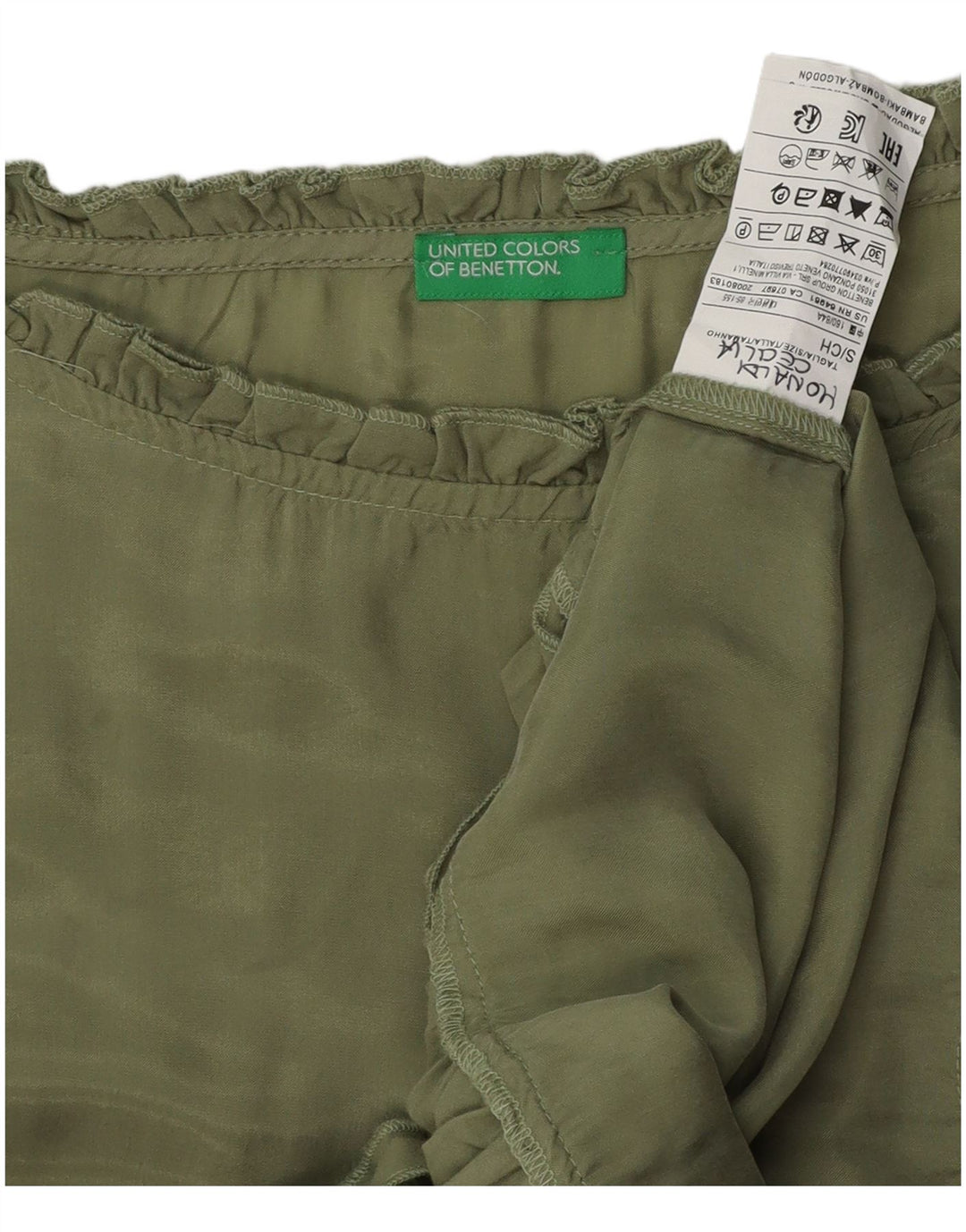 Женская блузка оверсайз BENETTON Top UK 10 Small Green Cupro