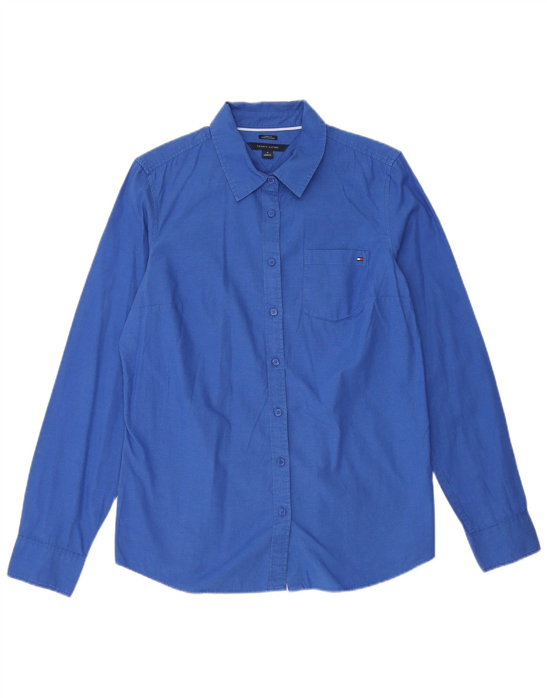 Женская рубашка классического кроя Tommy Hilfiger UK 14, хлопок среднего синего цвета