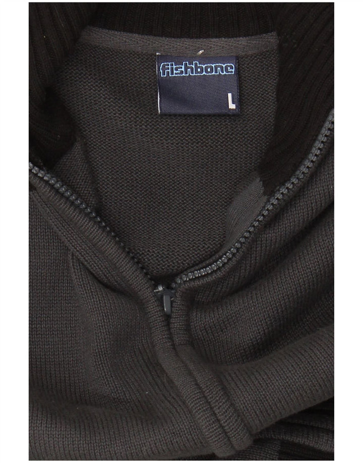 FISHBONE Mens Cardigan Sweater Large Multicoloured Colourblock