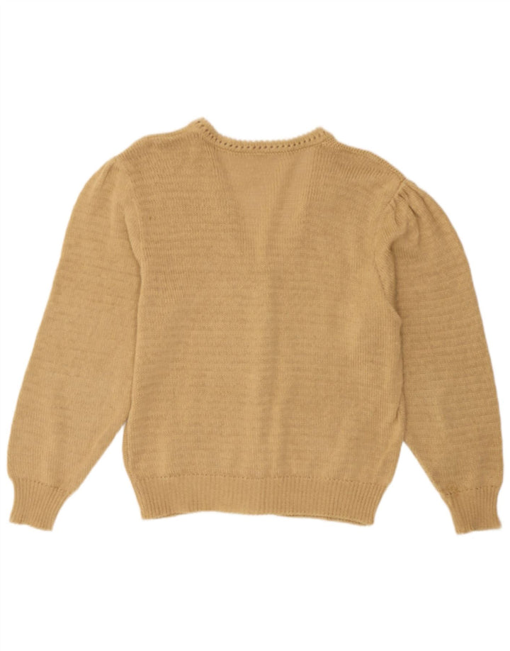 Винтажный женский кардиган-свитер UK 14, средний бежевый