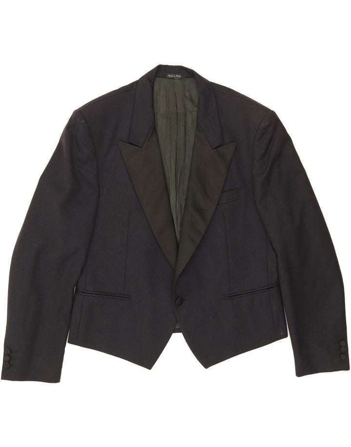 TESSUTO Mens 1 Button Blazer Jacket IT 52  XL Navy Blue Wool Vintage Tessuto and Second-Hand Tessuto from Messina Hembry 