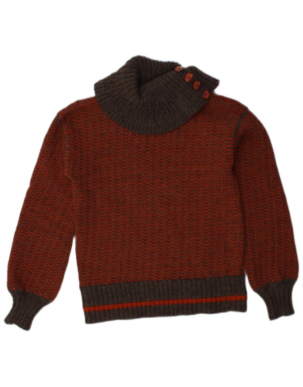 ВИНТАЖНЫЙ женский джемпер с высоким воротником, Великобритания, 10, маленький оранжевый шеврон