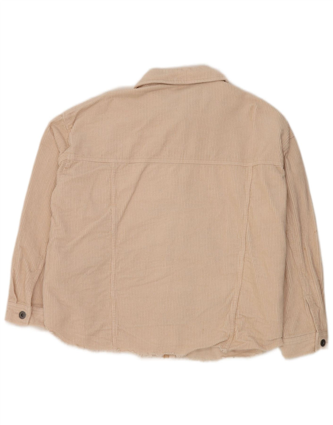 Женская вельветовая рубашка оверсайз ZARA UK 14, хлопковый средний оттенок белого цвета