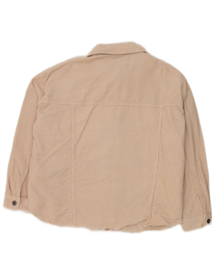 Женская вельветовая рубашка оверсайз ZARA UK 14, хлопковый средний оттенок белого цвета