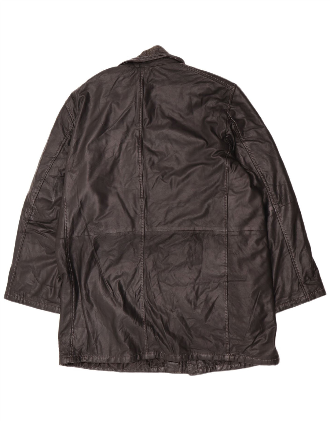 Винтажное мужское кожаное пальто IT 58 4XL Черное кожаное