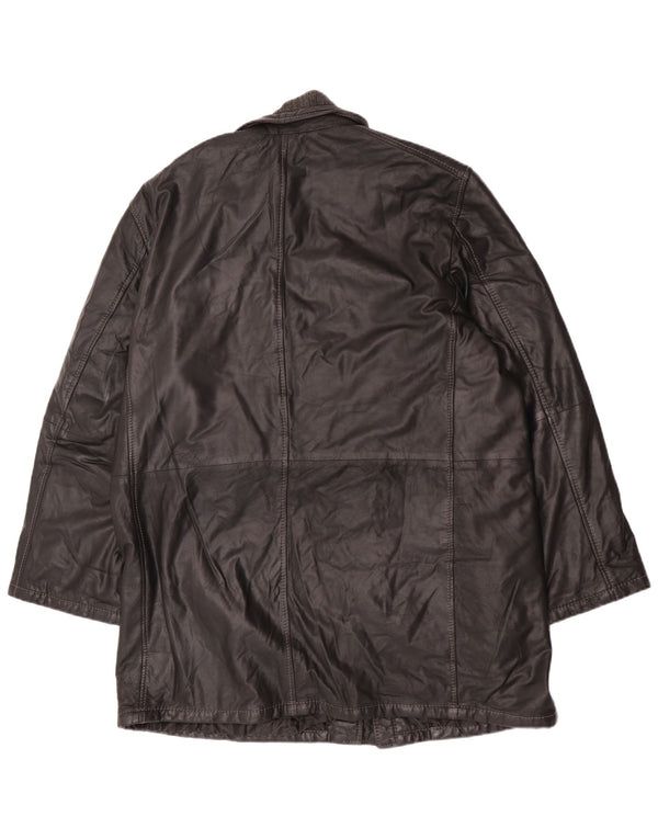 Винтажное мужское кожаное пальто IT 58 4XL Черное кожаное