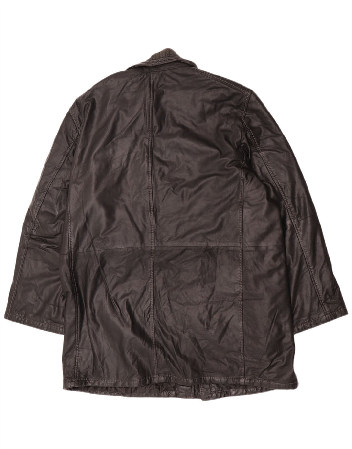 Винтажное мужское кожаное пальто IT 58 4XL Черное кожаное