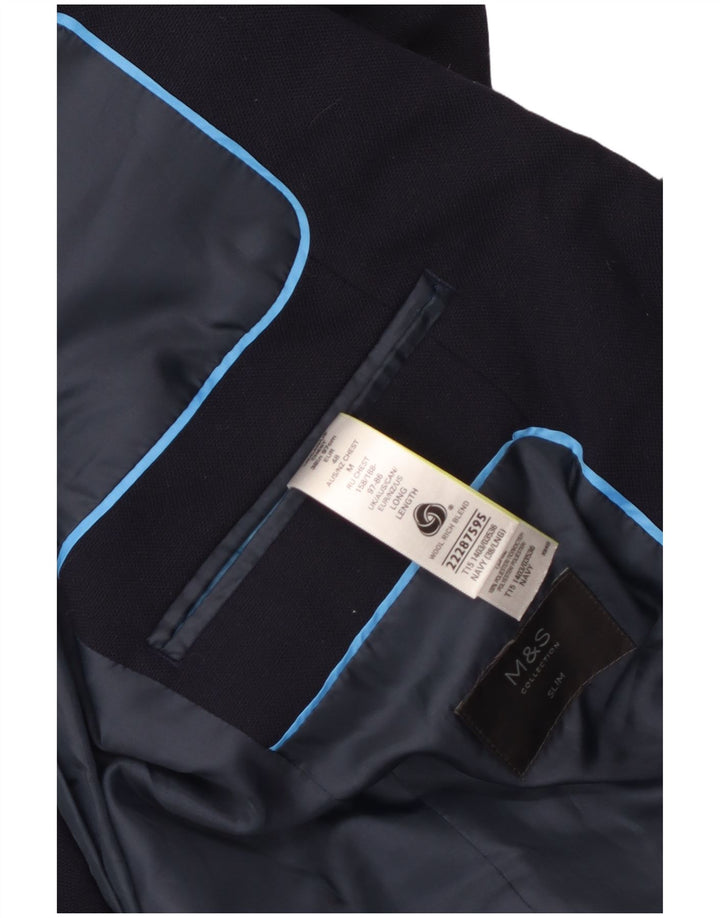 Мужской приталенный пиджак Marks & Spencer с 2 пуговицами, Великобритания 38, средний темно-синий