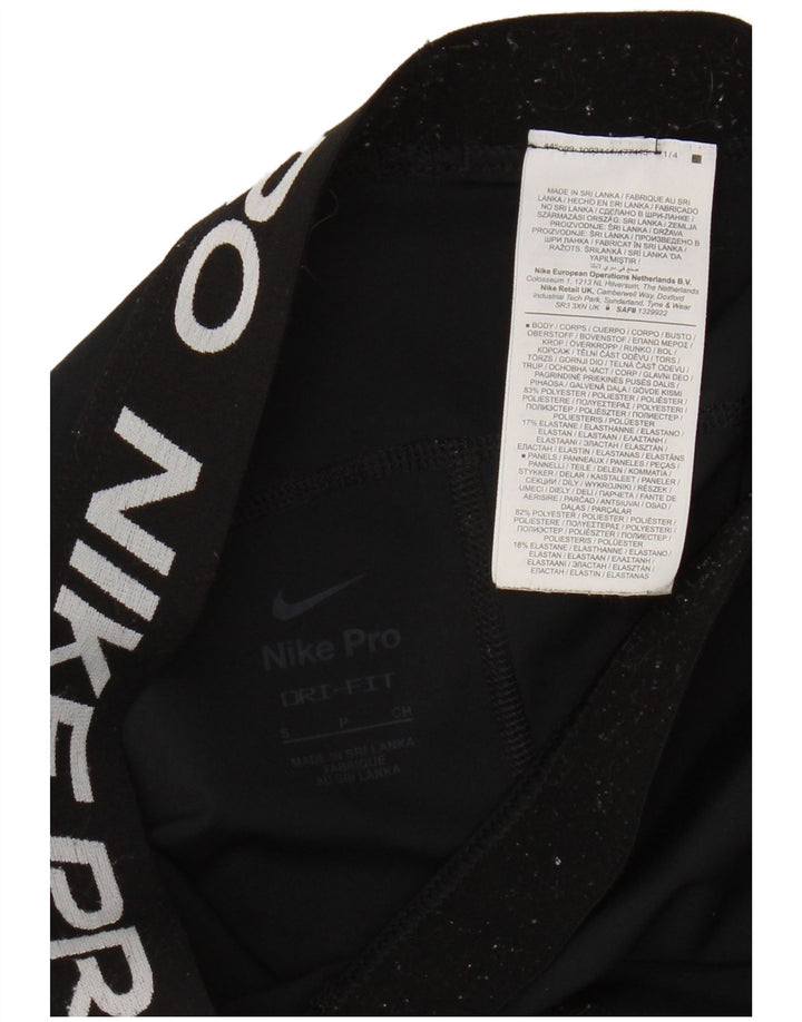 Женские укороченные леггинсы с рисунком Nike Dri Fit UK 8, маленькие черные, полиэстер