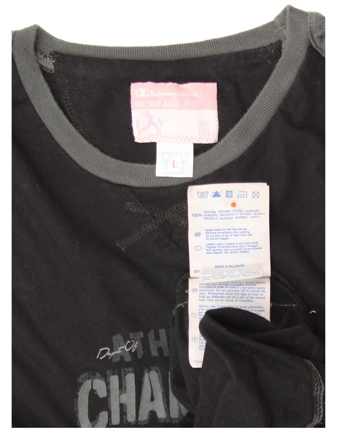 Женская футболка с рисунком CHAMPION Heritage Fit, топ UK 14, большой черный хлопок