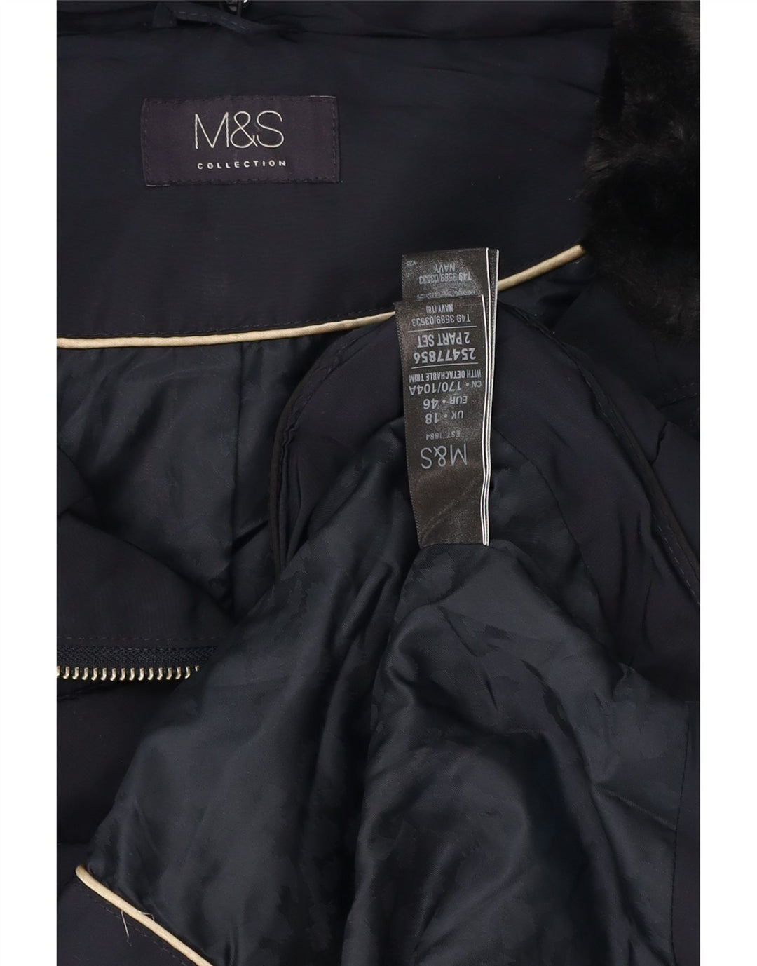 Женская стеганая куртка Marks & Spencer UK 18 XL Темно-синий полиэстер